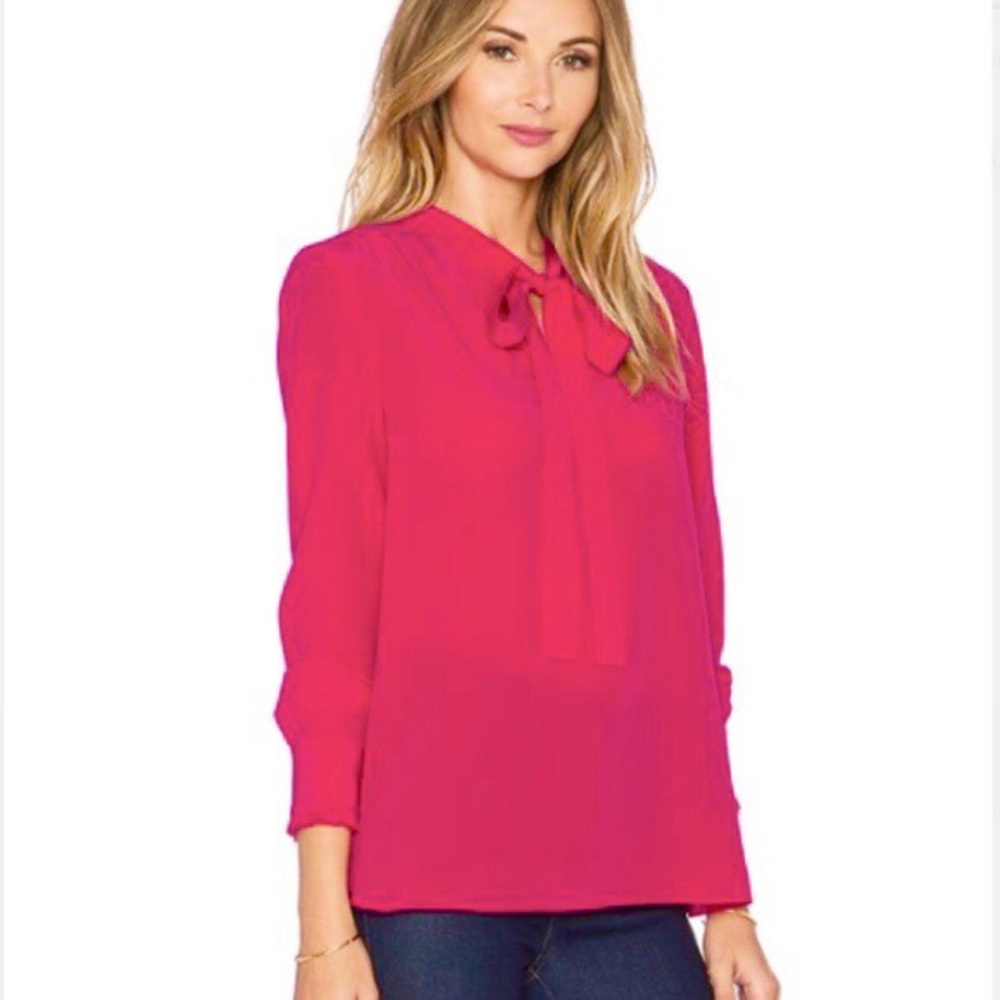 Kate Spade Red Bow Neck-Tie Blouse